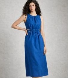 Comfortable Sleeveless Midi Dresses Blue Cotton