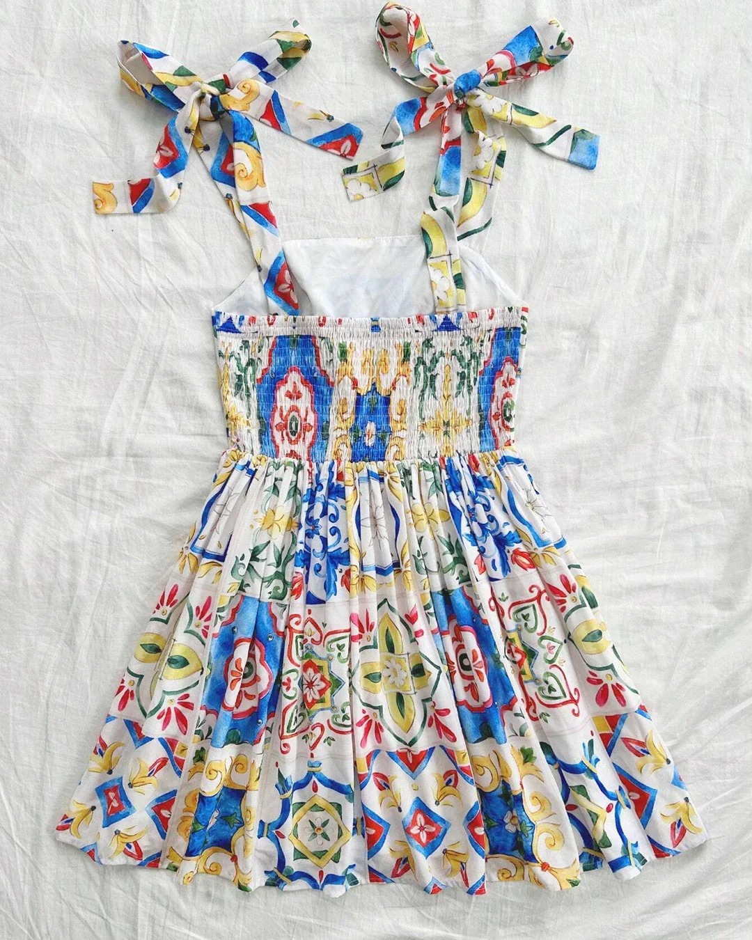 Mini Dress With Blue Floral Pattern - Image 3
