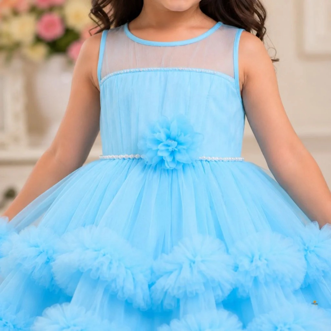 Girl Western Tail Pattern Sleevless Frock - Image 3