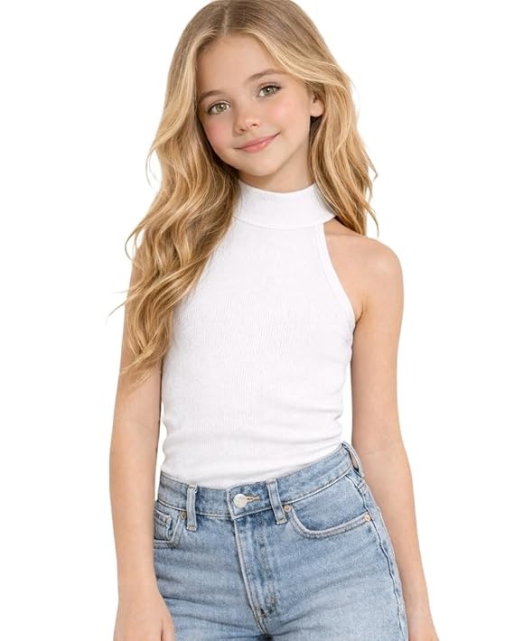 Girls White Solid Tops & T-Shirt