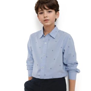 Boys Regular Fit Cotton Satin Shirt