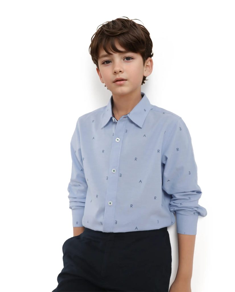 Boys Regular Fit Cotton Satin Shirt