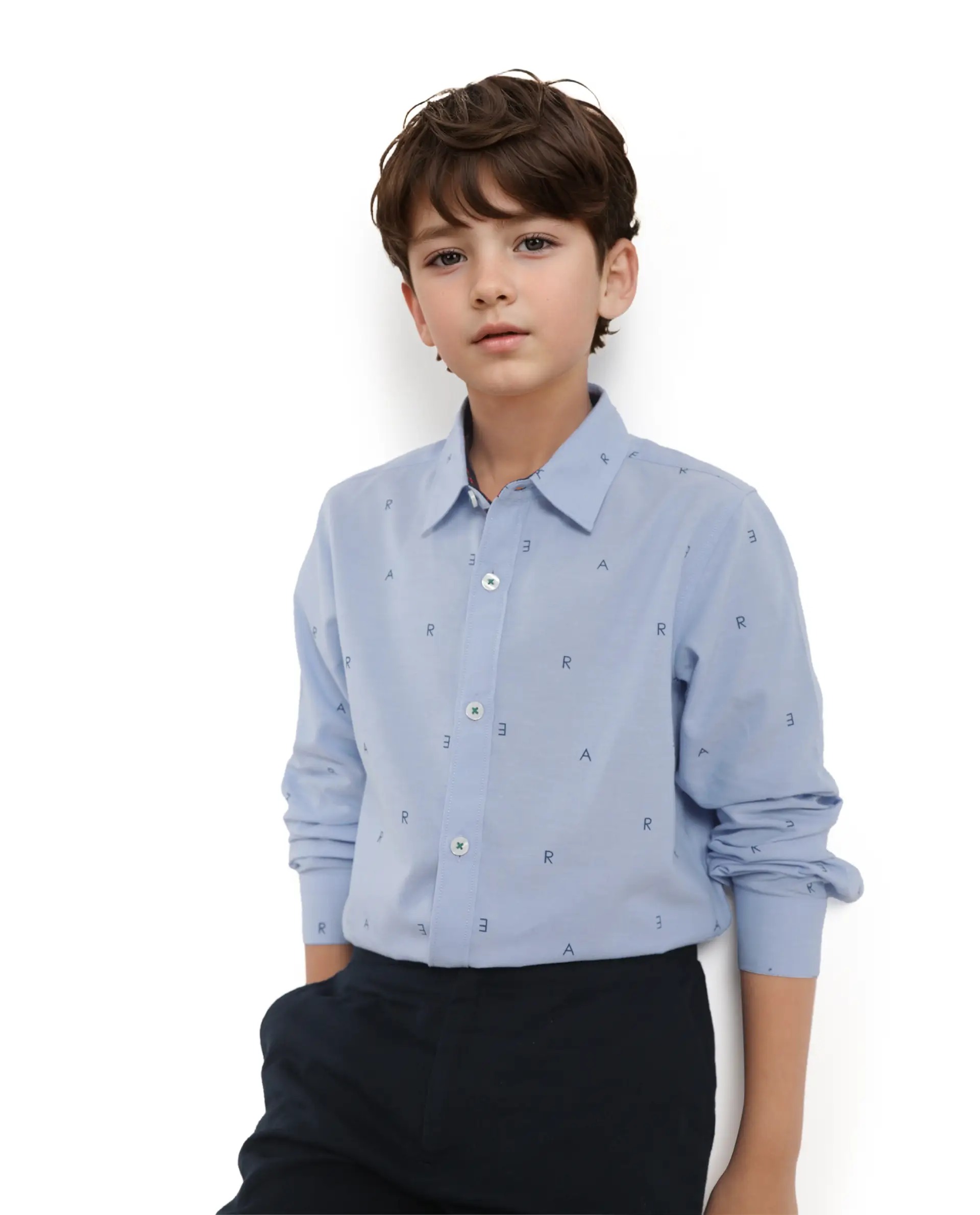 Boys Regular Fit Cotton Satin Shirt
